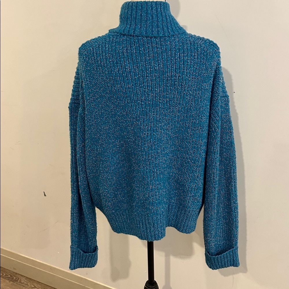 French Connection Teal Cowl Knit TurtleNeck Sweater 8 - Picture 5 of 8